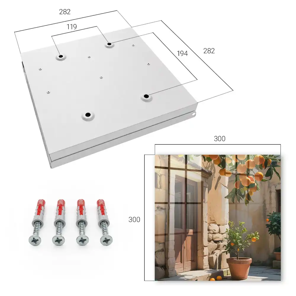 Casetă pentru chei cu design rustic și decor cu portocale pe fundal de piatră