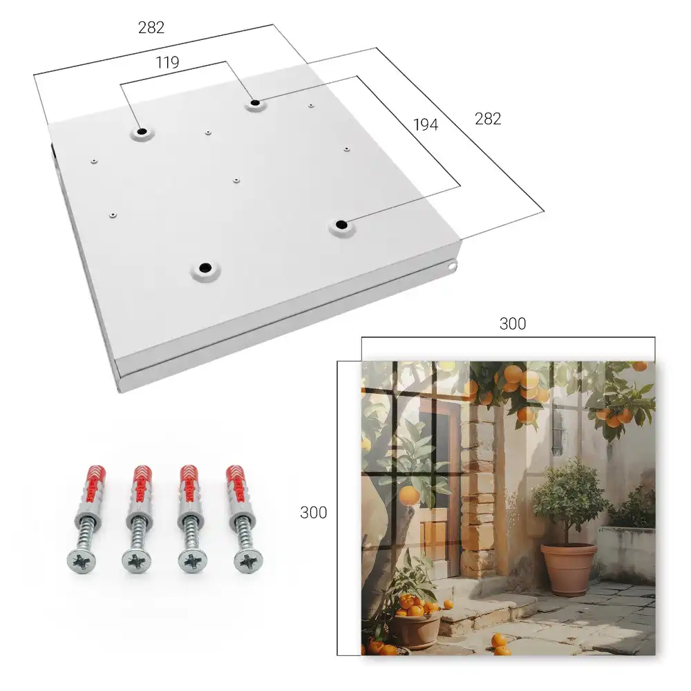 Suport de chei pentru perete cu design de portocal lângă o clădire veche