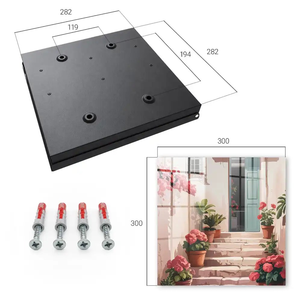 Casetă pentru chei cu model de flori în ghivece pe scări