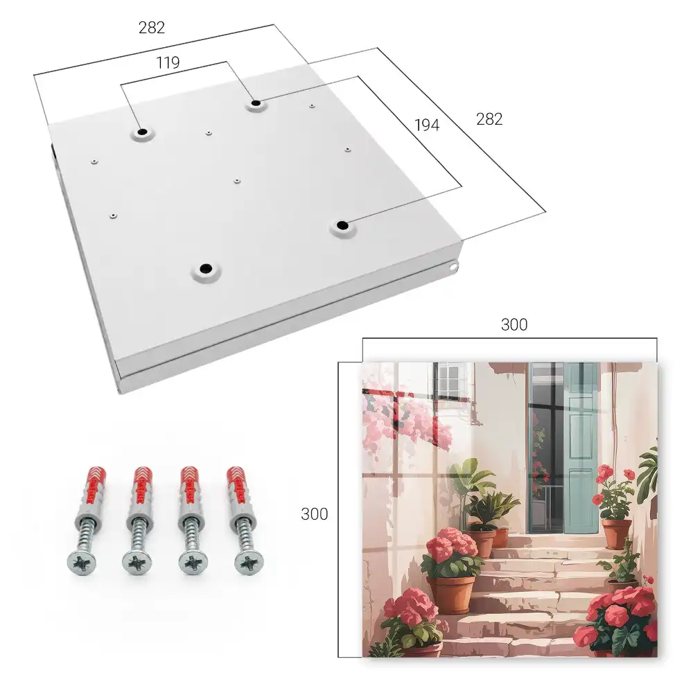 Casetă pentru chei cu model de flori în ghivece pe scări
