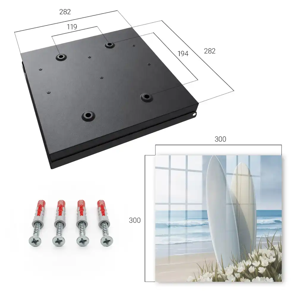 Suport de perete pentru chei cu design de plăci de surf pe o plajă înflorită