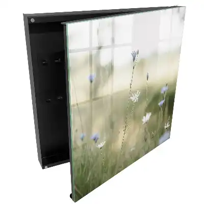 Suport de perete pentru chei cu model floral și fundal natural estompat