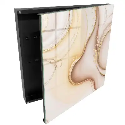 Casetă pentru chei cu design abstract curbat în nuanțe de bej, maro și gri