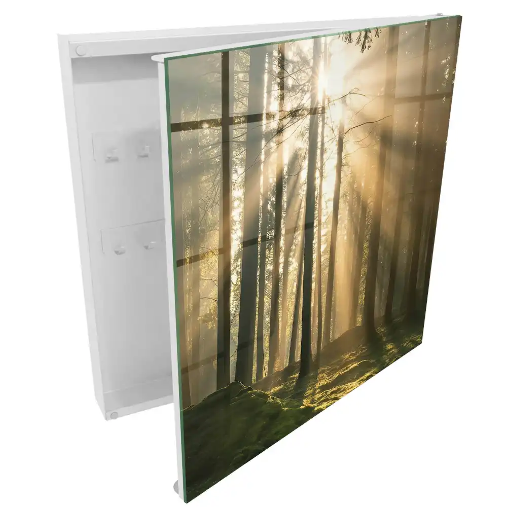 Cutie pentru chei de perete cu design de pădure luminată