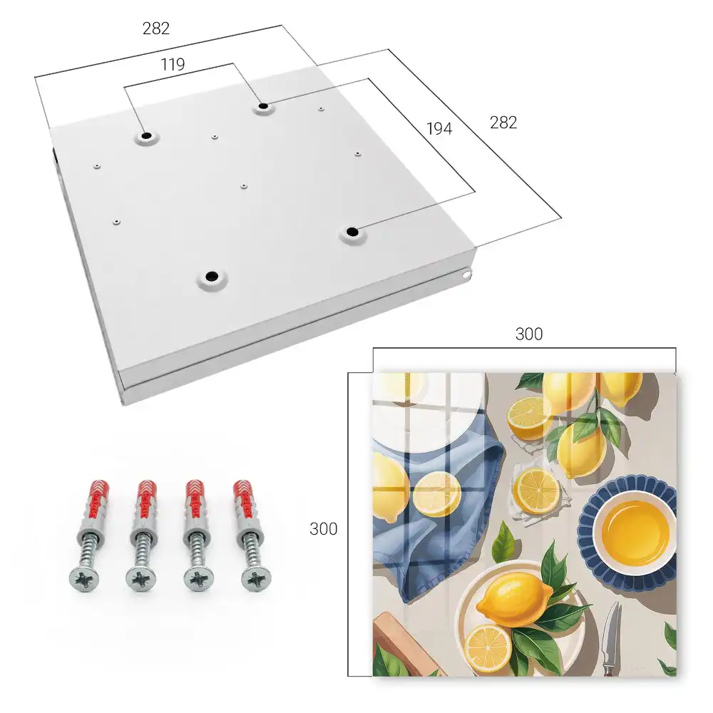 Dulapior pentru chei cu design de lămâi și suculente pe porțelan