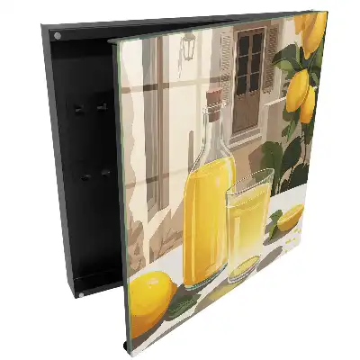 Dulapior pentru chei cu model decorativ de lămâi, sticlă și ulcior în stil mediteranean