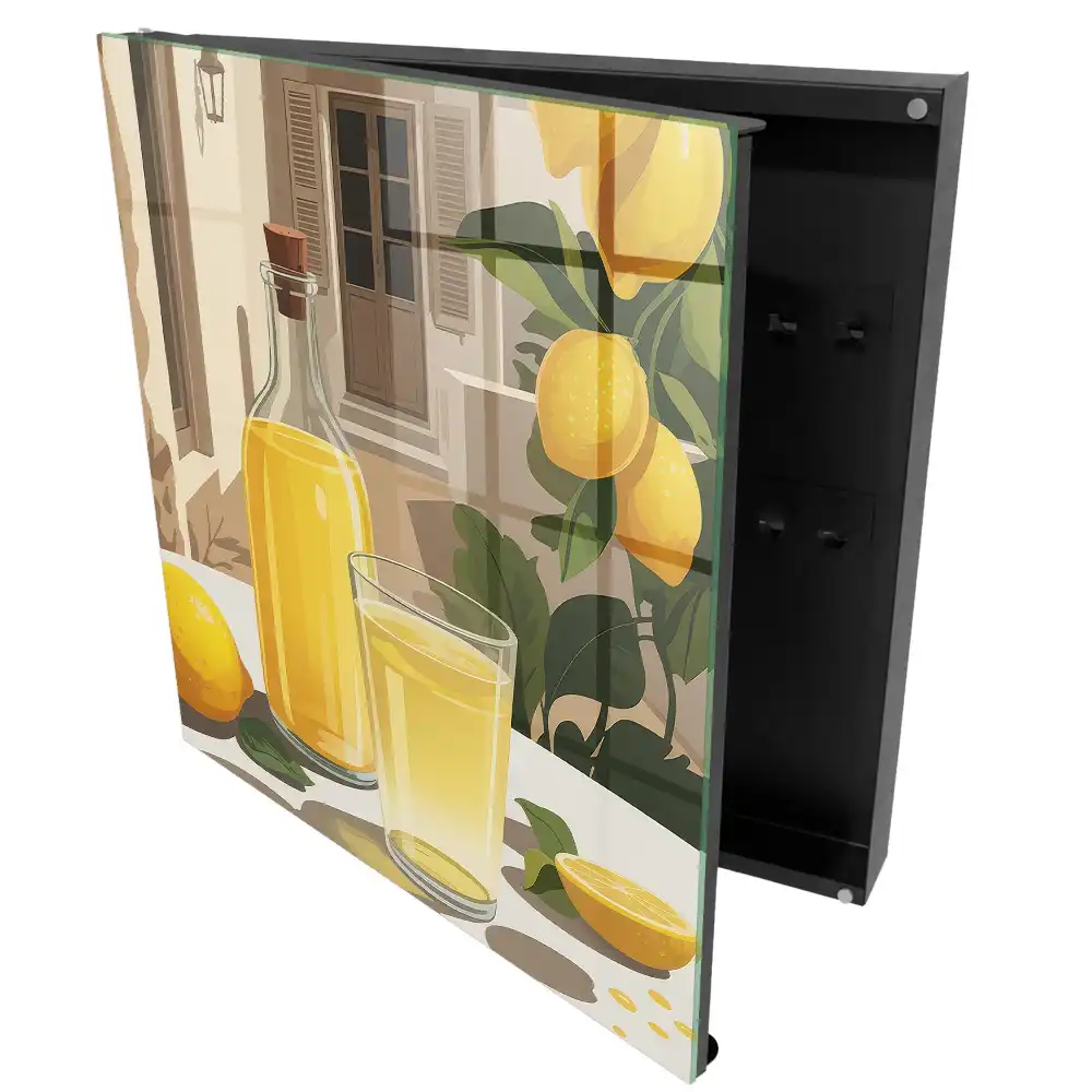 Dulapior pentru chei cu model decorativ de lămâi, sticlă și ulcior în stil mediteranean