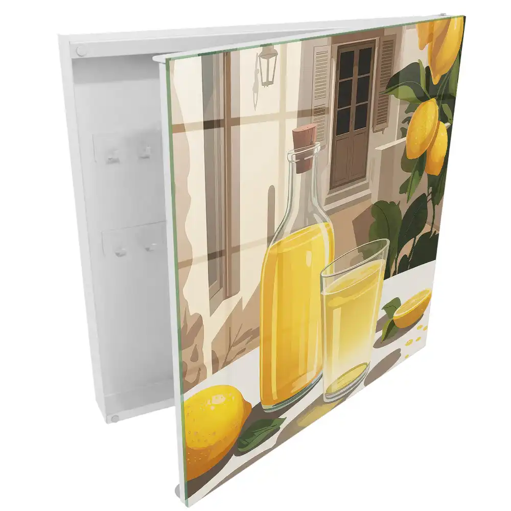Dulapior pentru chei cu model decorativ de lămâi, sticlă și ulcior în stil mediteranean