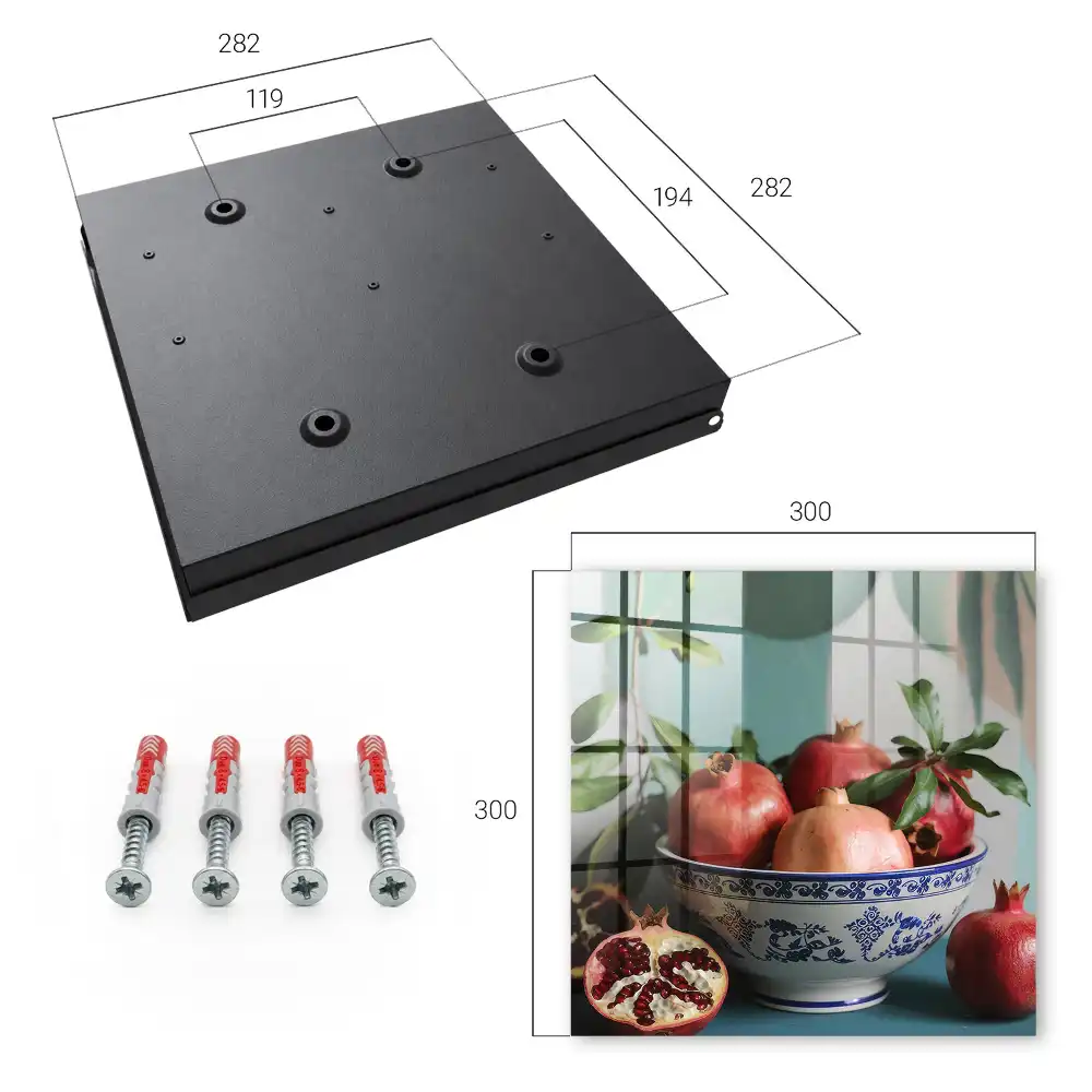 Suport de perete pentru chei cu design tematic rodii pe fundal verde