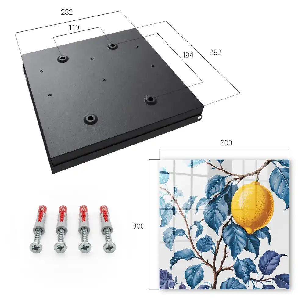 Dulapior pentru chei cu model lămâie printre frunze albastre și detalii decorative