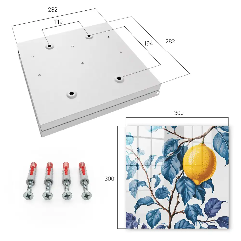 Dulapior pentru chei cu model lămâie printre frunze albastre și detalii decorative
