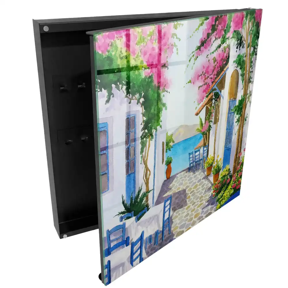 Dulapior pentru chei cu design mediteranean și motive florale