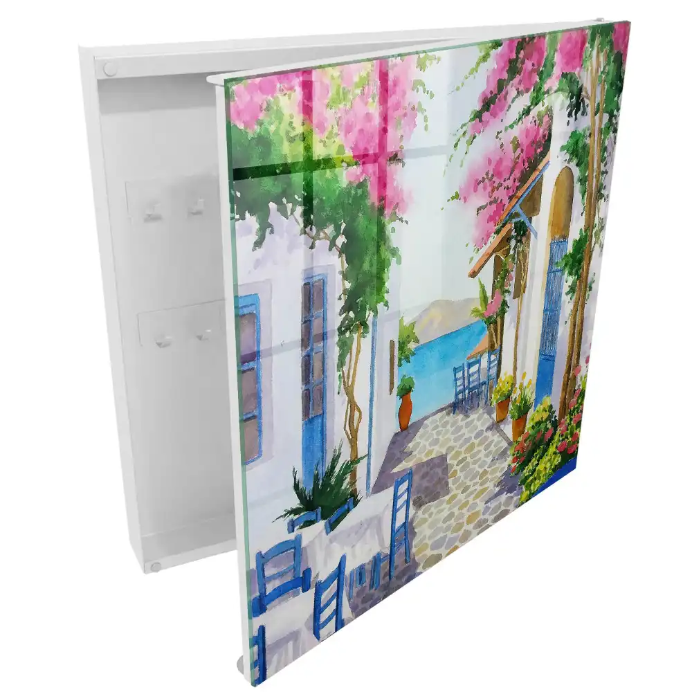 Dulapior pentru chei cu design mediteranean și motive florale