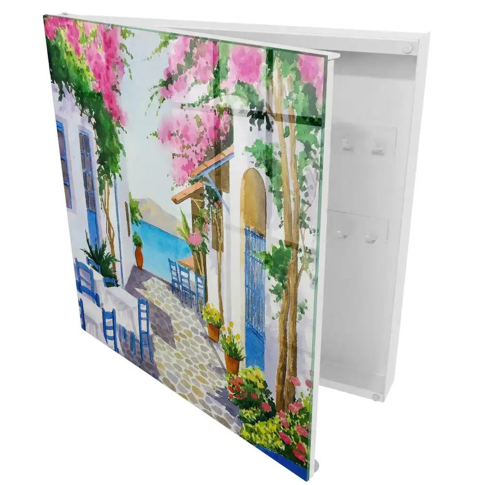 Dulapior pentru chei cu design mediteranean și motive florale