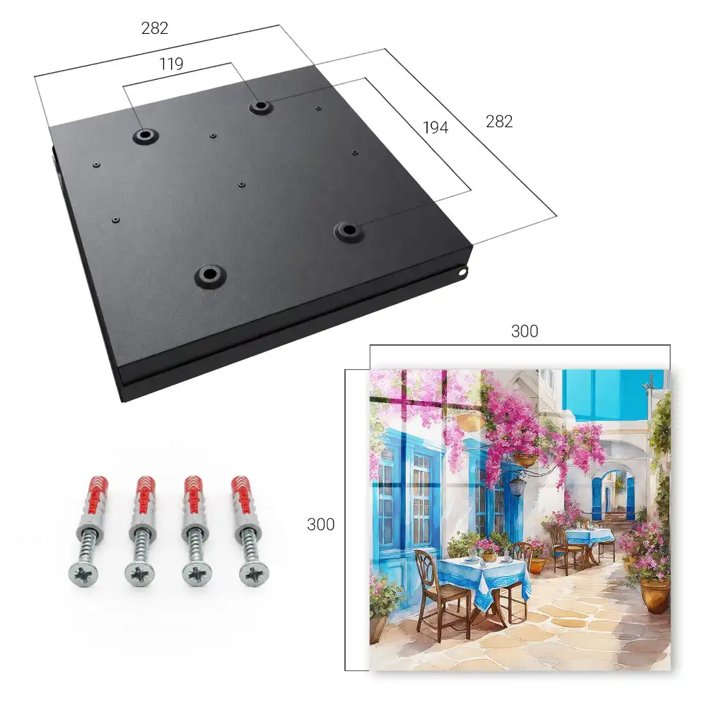 Casetă pentru chei cu design mediteranean reprezentând flori și cerul