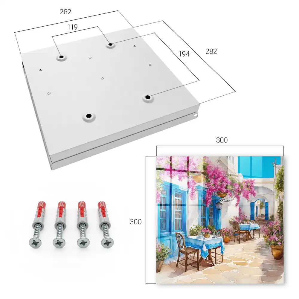 Casetă pentru chei cu design mediteranean reprezentând flori și cerul
