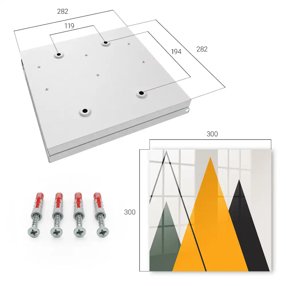 Cutie pentru chei de perete cu model geometric triunghiuri în diverse culori