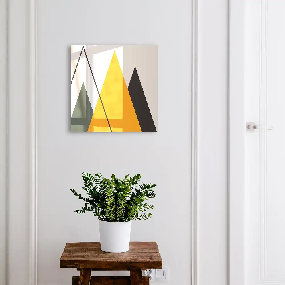 Cutie pentru chei de perete cu model geometric triunghiuri în diverse culori