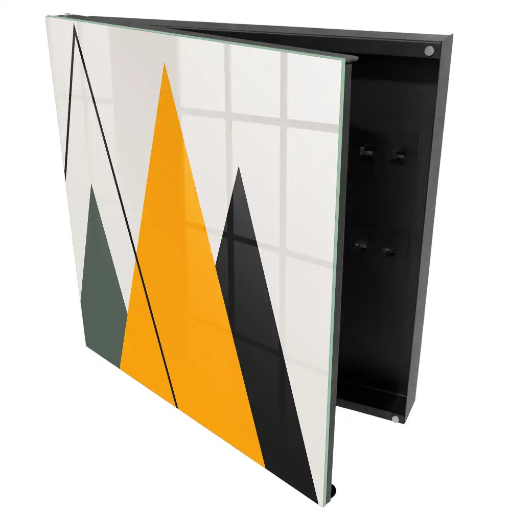 Cutie pentru chei de perete cu model geometric triunghiuri în diverse culori