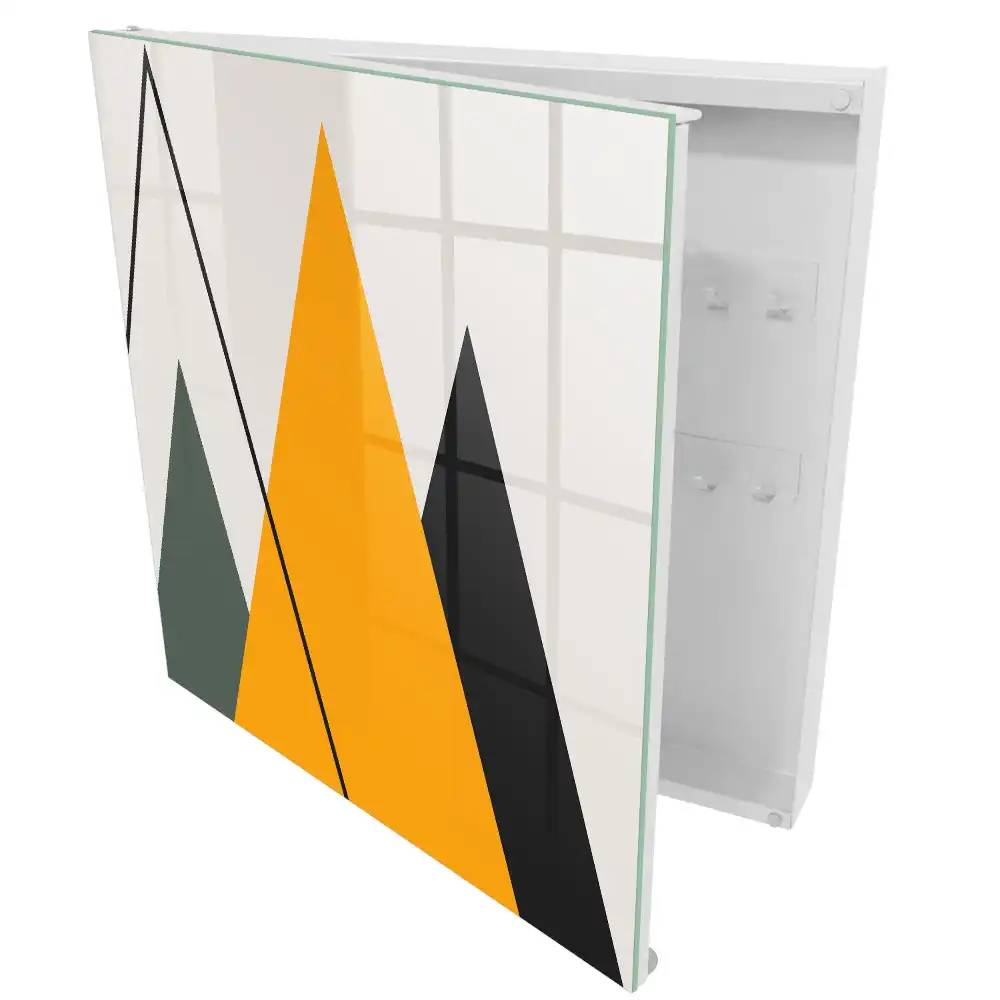 Cutie pentru chei de perete cu model geometric triunghiuri în diverse culori