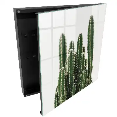 Cuier de perete pentru chei cu model de cactuși pe fundal alb în stil modern