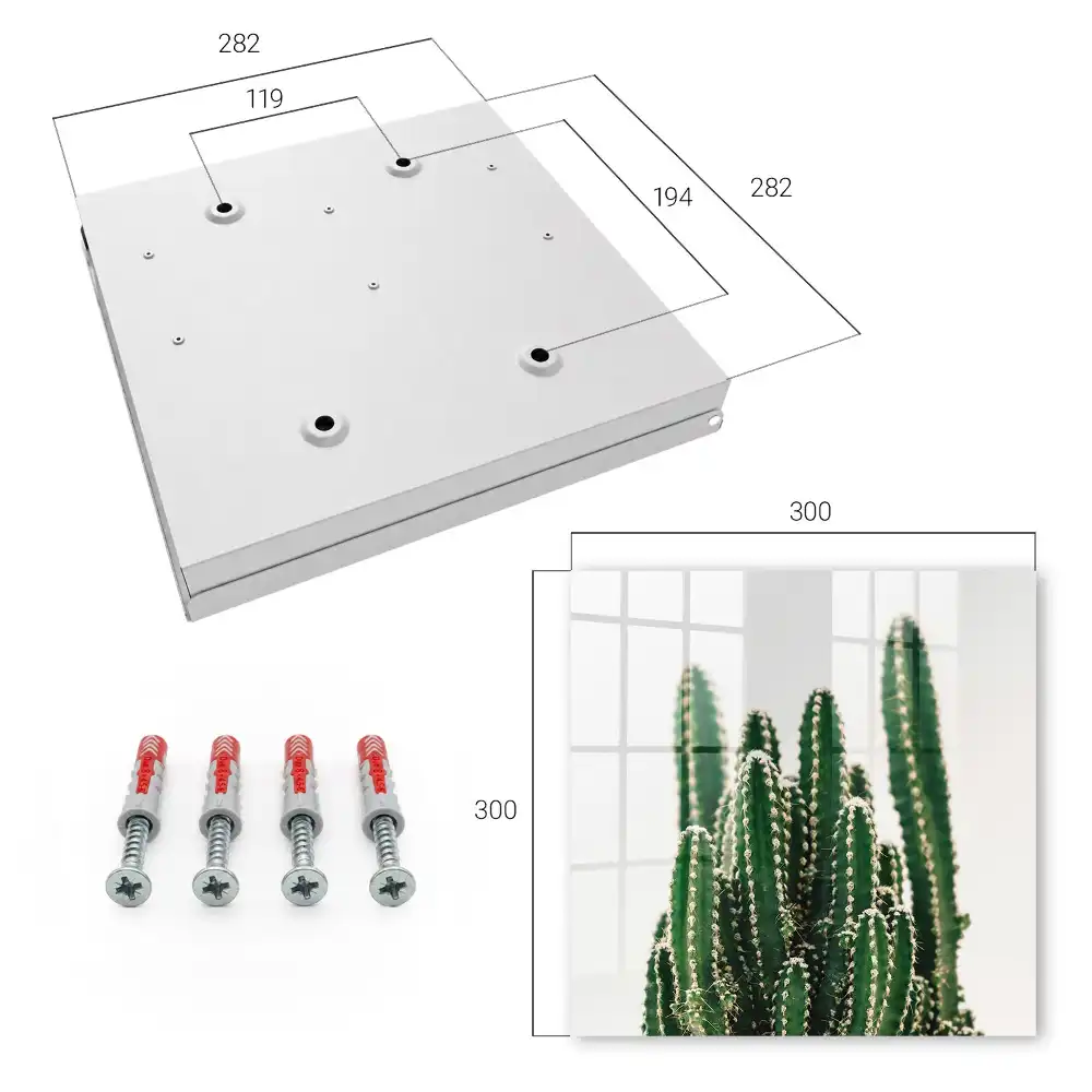 Cuier de perete pentru chei cu model de cactuși pe fundal alb în stil modern