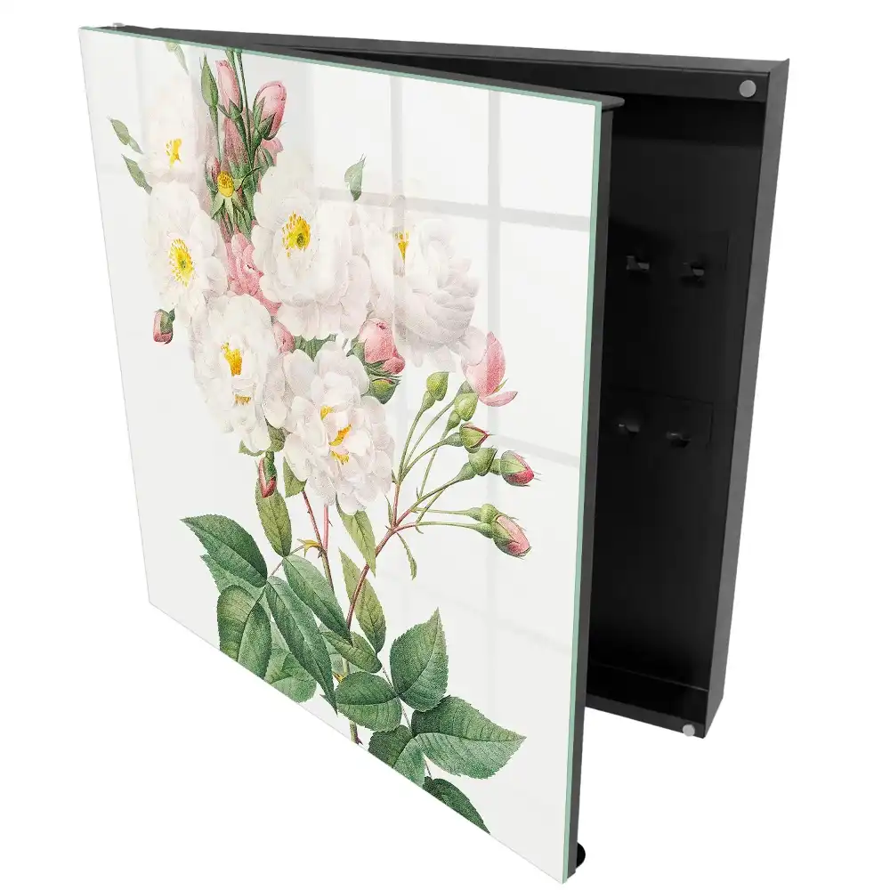 Dulapior pentru chei cu model de flori delicate pe tulpini verzi