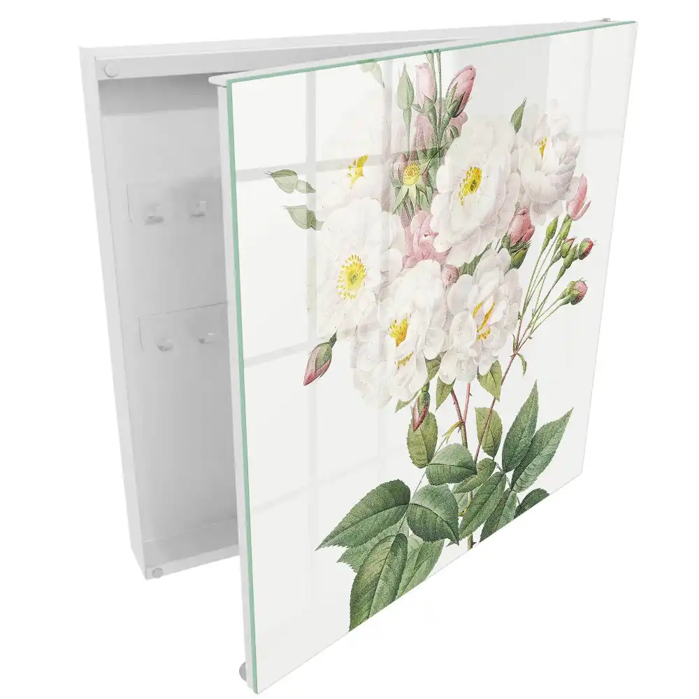 Dulapior pentru chei cu model de flori delicate pe tulpini verzi