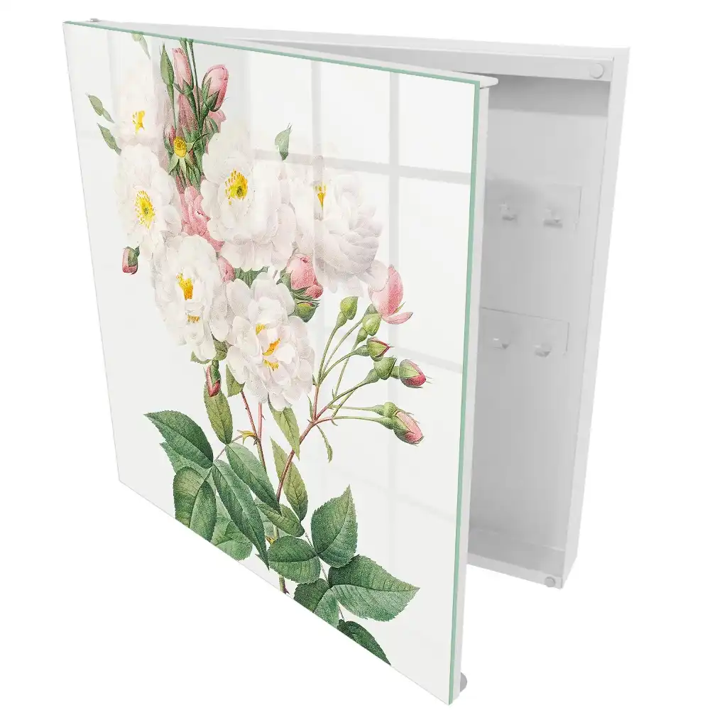Dulapior pentru chei cu model de flori delicate pe tulpini verzi