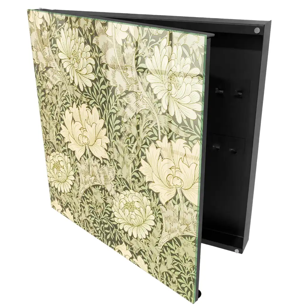Casetă pentru chei cu design elegant de flori și frunze delicate