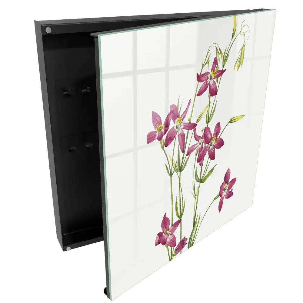 Dulapior pentru chei cu model decorativ cu flori roz pe fundal deschis