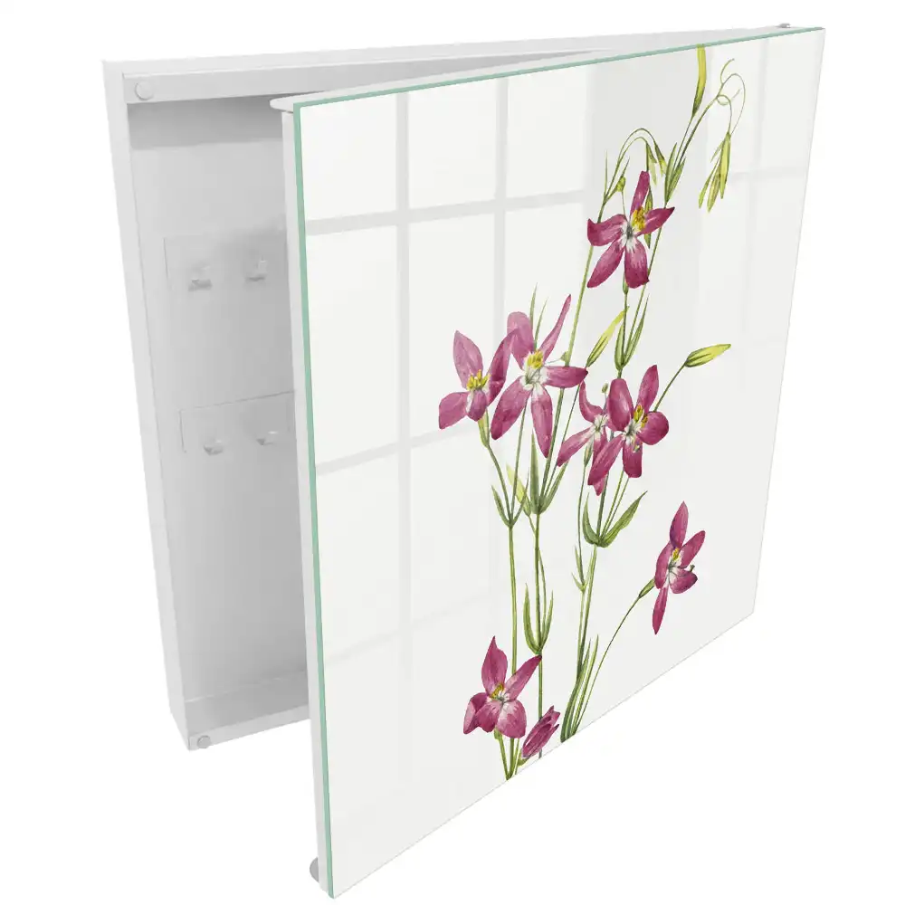 Dulapior pentru chei cu model decorativ cu flori roz pe fundal deschis