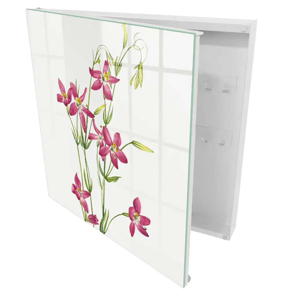 Dulapior pentru chei cu model decorativ cu flori roz pe fundal deschis