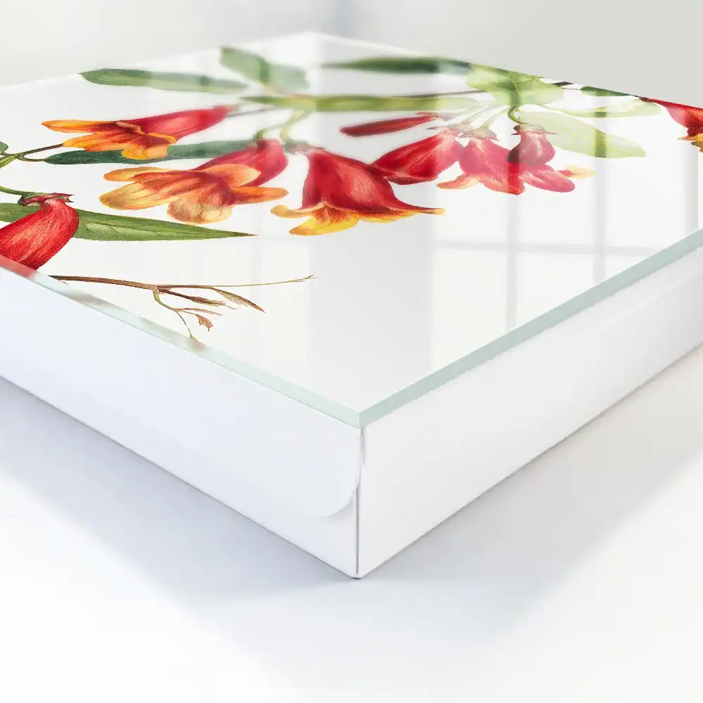Căsuță pentru chei cu model decorativ de plante agățătoare cu flori roșii