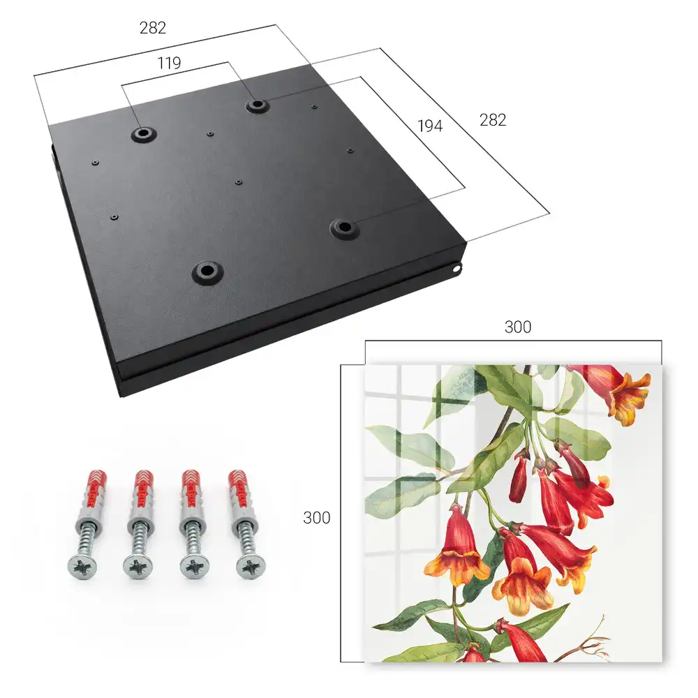 Căsuță pentru chei cu model decorativ de plante agățătoare cu flori roșii