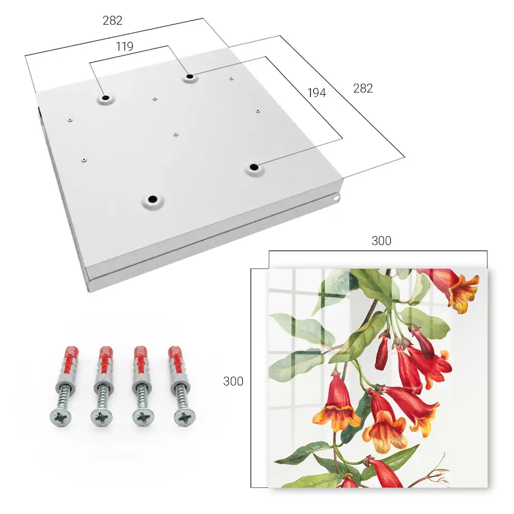 Căsuță pentru chei cu model decorativ de plante agățătoare cu flori roșii