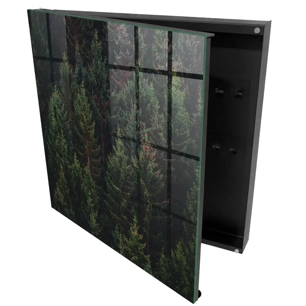 Casetă pentru chei cu design molid în nuanță verde luxuriant