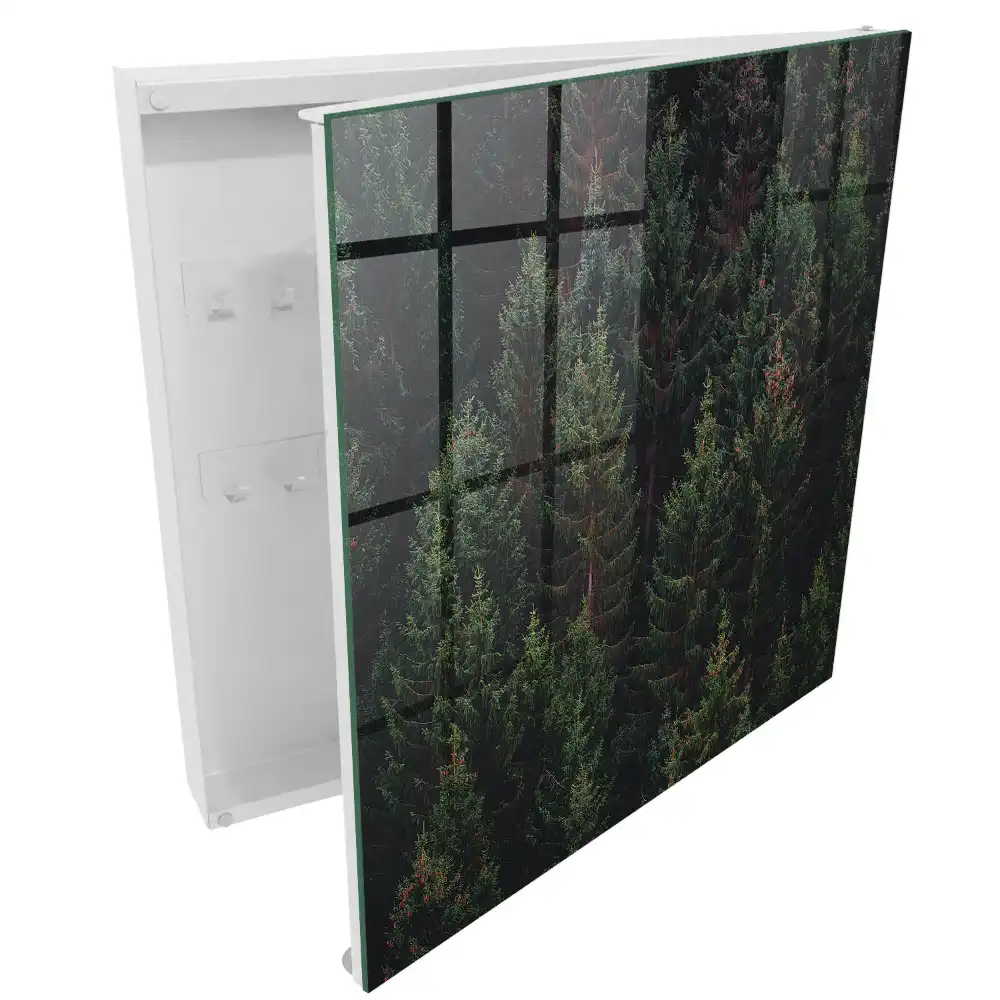 Casetă pentru chei cu design molid în nuanță verde luxuriant