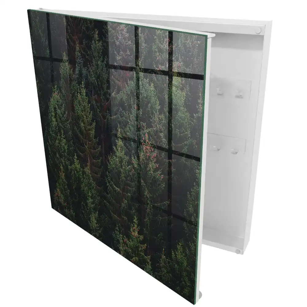 Casetă pentru chei cu design molid în nuanță verde luxuriant