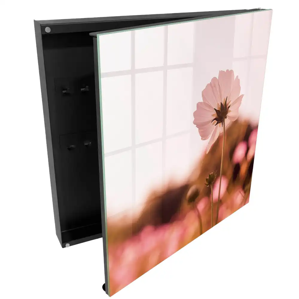 Suport de perete pentru chei cu design romantic și imprimeu cu flori în culori calde