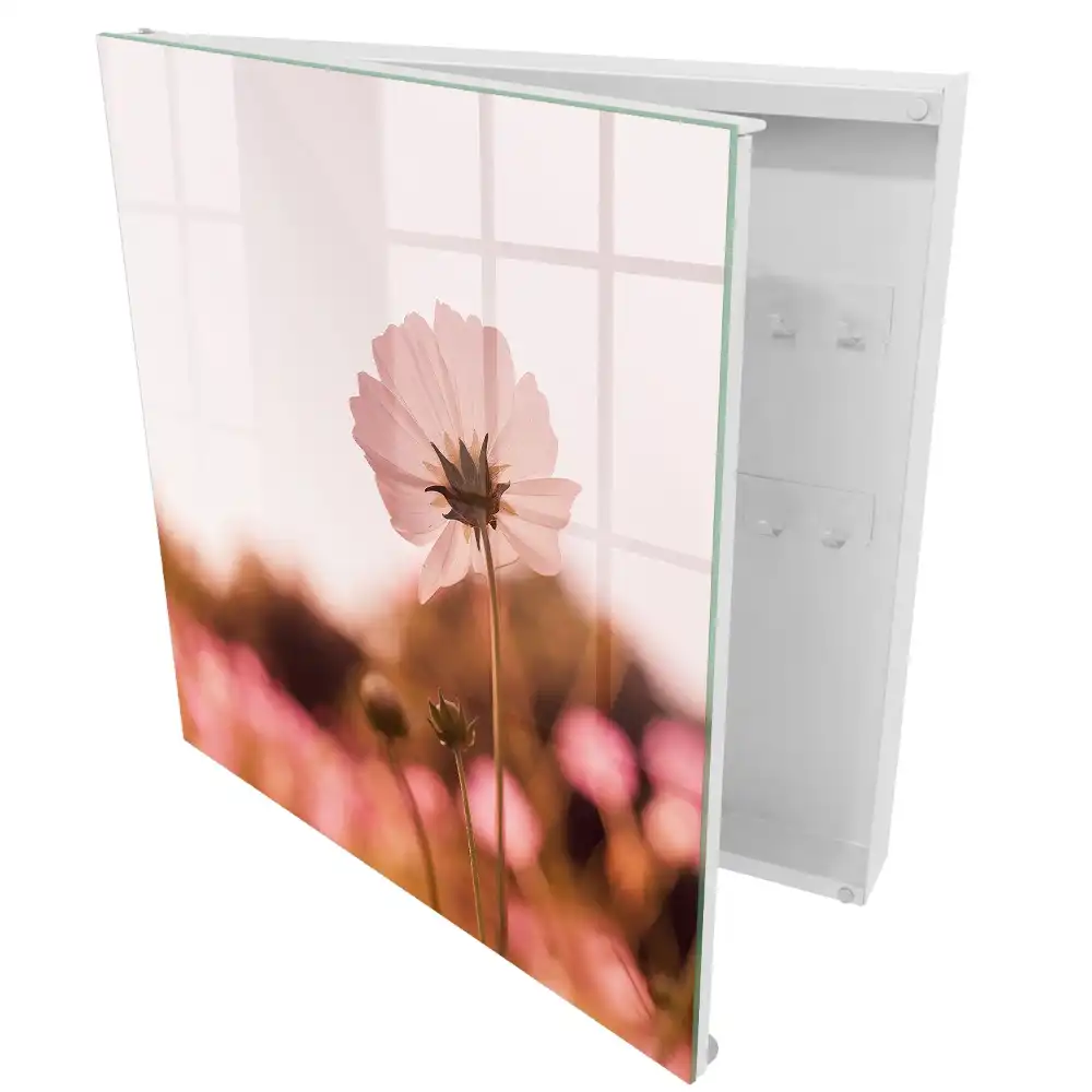 Suport de perete pentru chei cu design romantic și imprimeu cu flori în culori calde