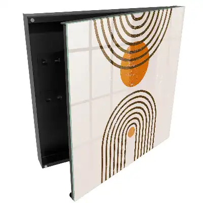 Suport pentru chei de perete cu design geometric retro în culori calde