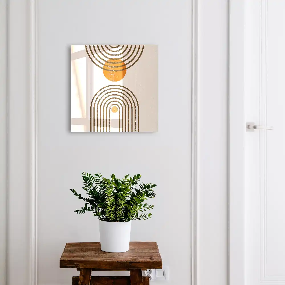 Suport pentru chei de perete cu design geometric retro în culori calde