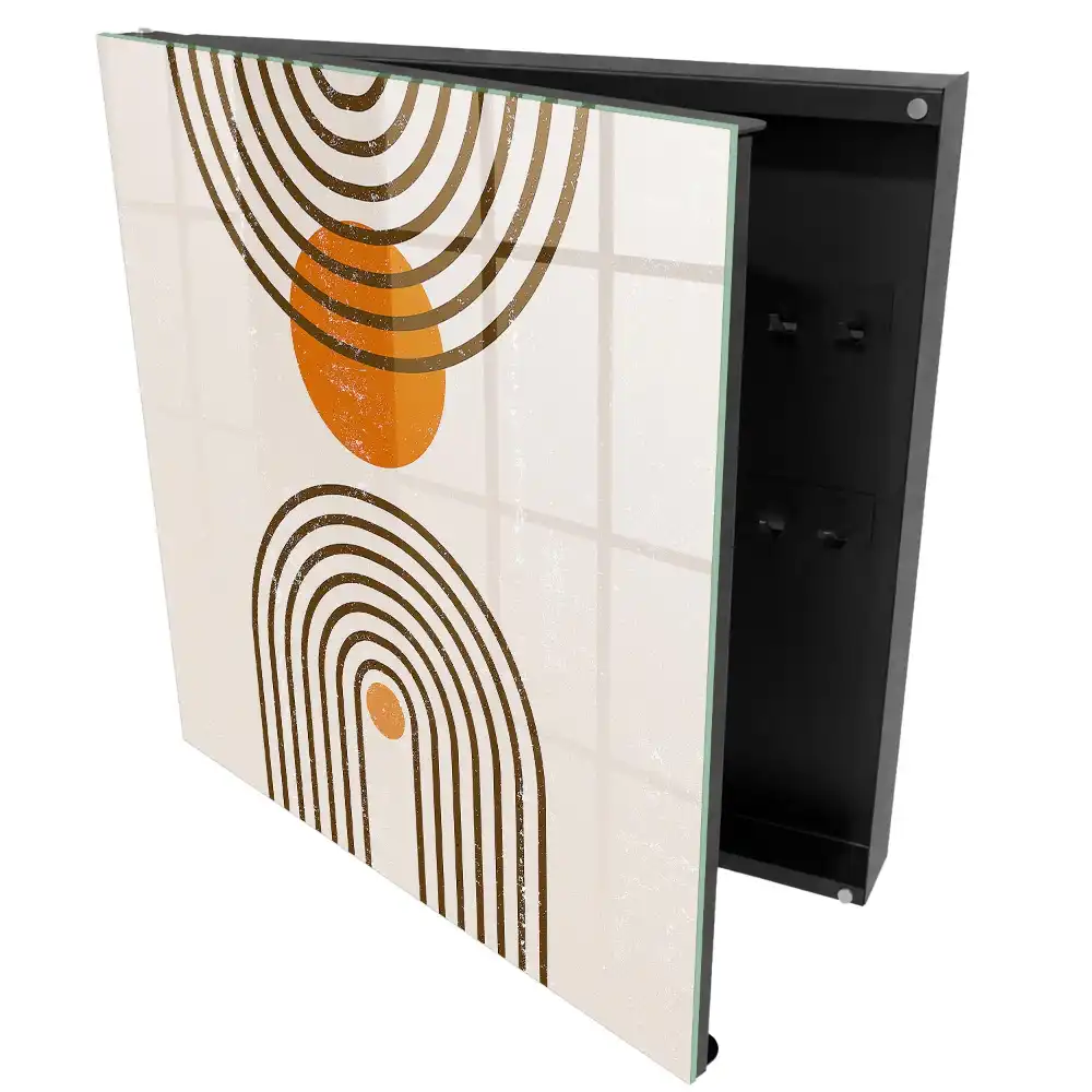 Suport pentru chei de perete cu design geometric retro în culori calde