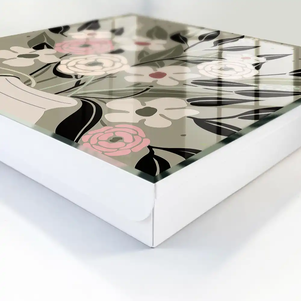 Suport de perete pentru chei cu design de flori delicate pe fundal pastel