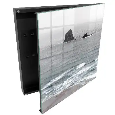 Suport de chei pentru perete cu model ocean calm cu valuri și stânci