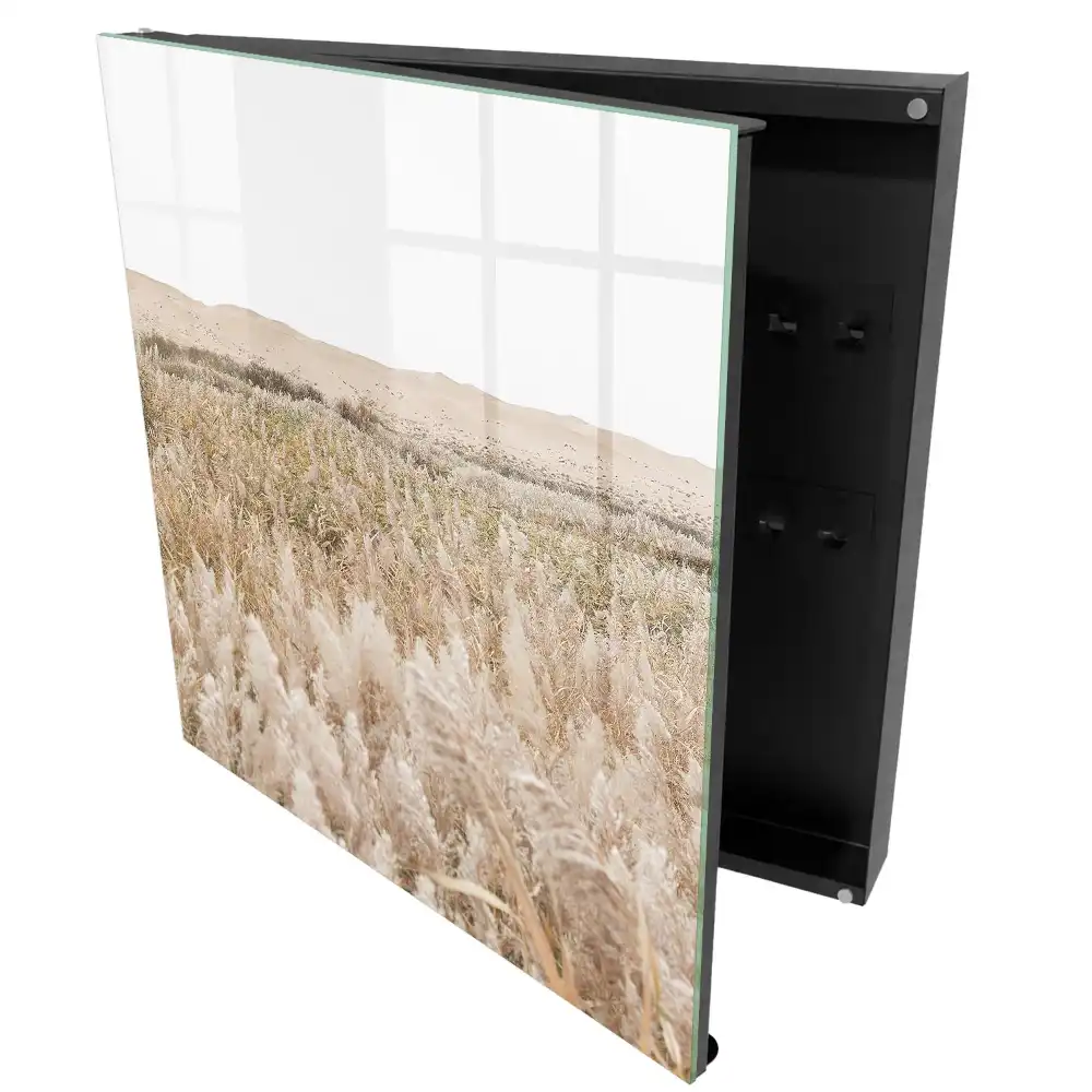 Dulapior pentru chei cu design minimalist cu iarbă pe fundalul dunelor de nisip