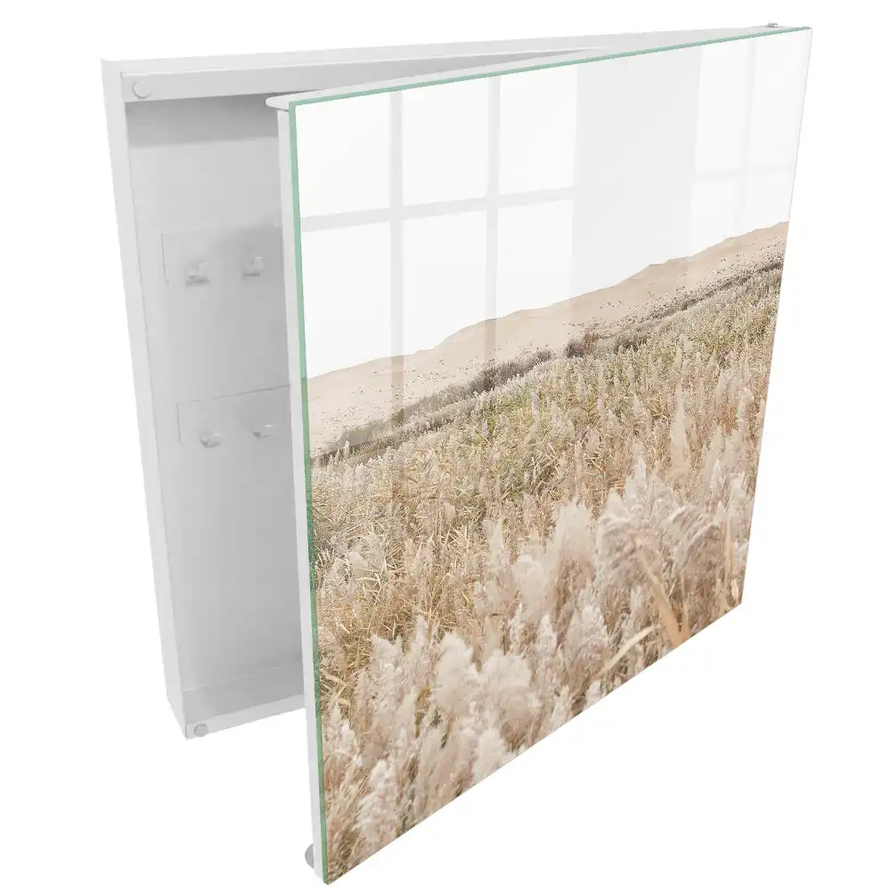 Dulapior pentru chei cu design minimalist cu iarbă pe fundalul dunelor de nisip