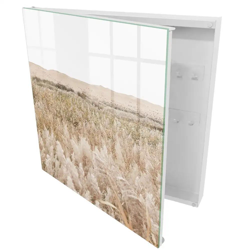 Dulapior pentru chei cu design minimalist cu iarbă pe fundalul dunelor de nisip