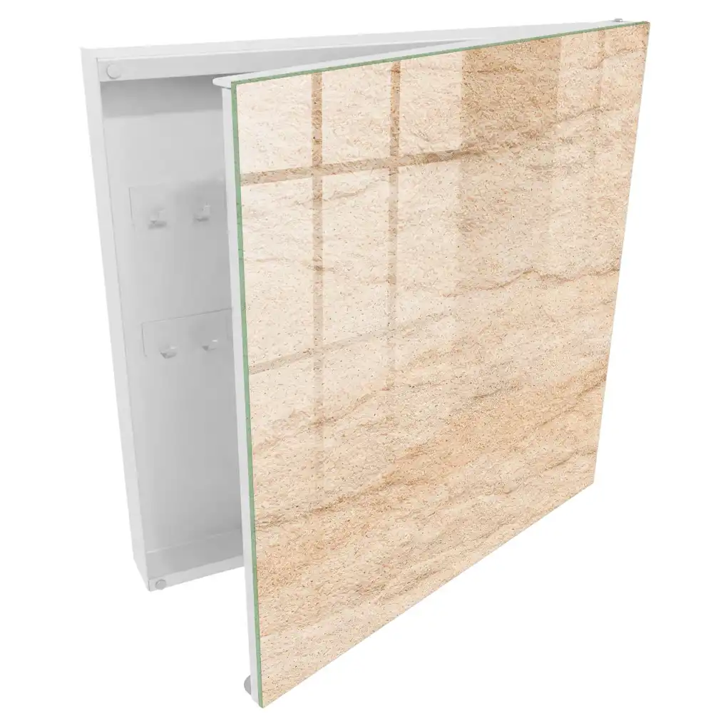 Dulapior pentru chei cu model valuri de piatră în nuanță bej cu aspect natural